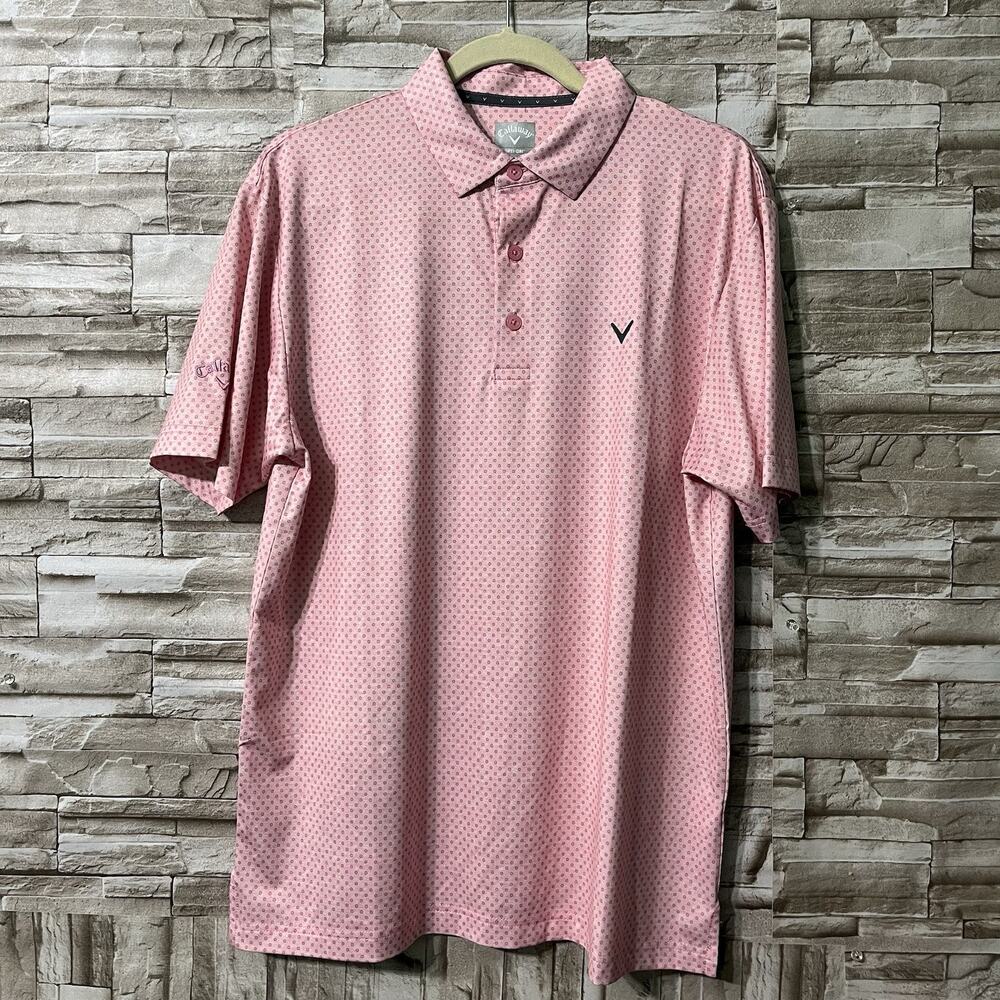 Callaway Polo Shirt Mens M Pink Pearl Golf Performance Opti Dri Stretch Logo
